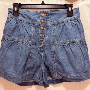 SHEIN Blue High Waist Button-Up Shorts